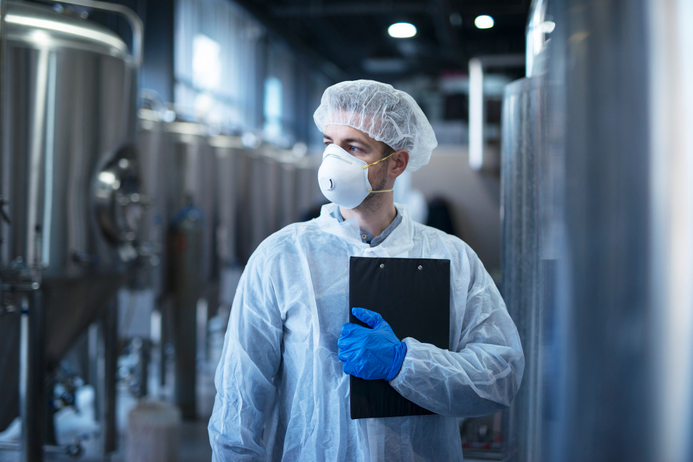 technologist-protective-white-suit-with-hairnet-mask-standing-food-factory